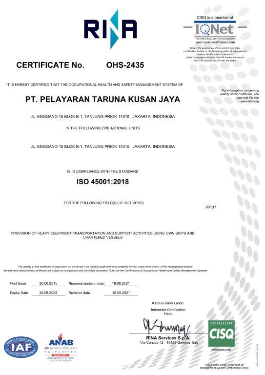 SERT ISO 45001 TKJ-1